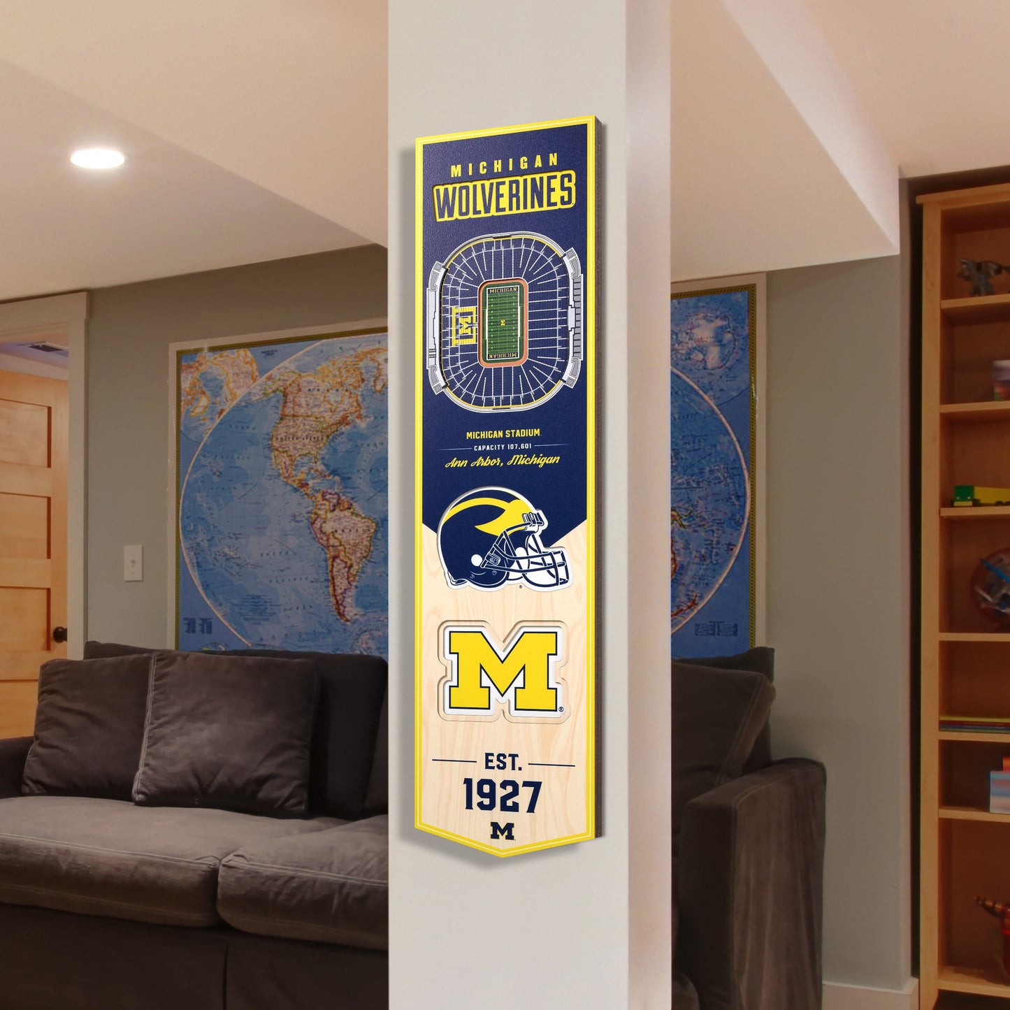 NCAA Michigan Wolverines 3D Stadium Banner 8' X 32'
