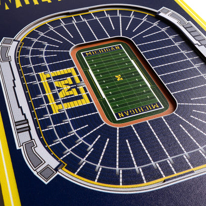 NCAA Michigan Wolverines 3D Stadium Banner 8' X 32'