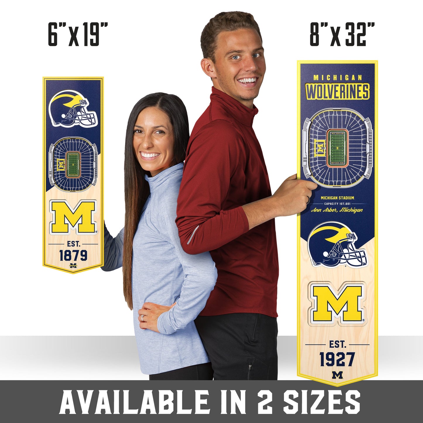NCAA Michigan Wolverines 3D Stadium Banner 8' X 32'