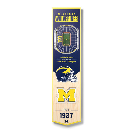NCAA Michigan Wolverines 3D Stadium Banner 8' X 32'