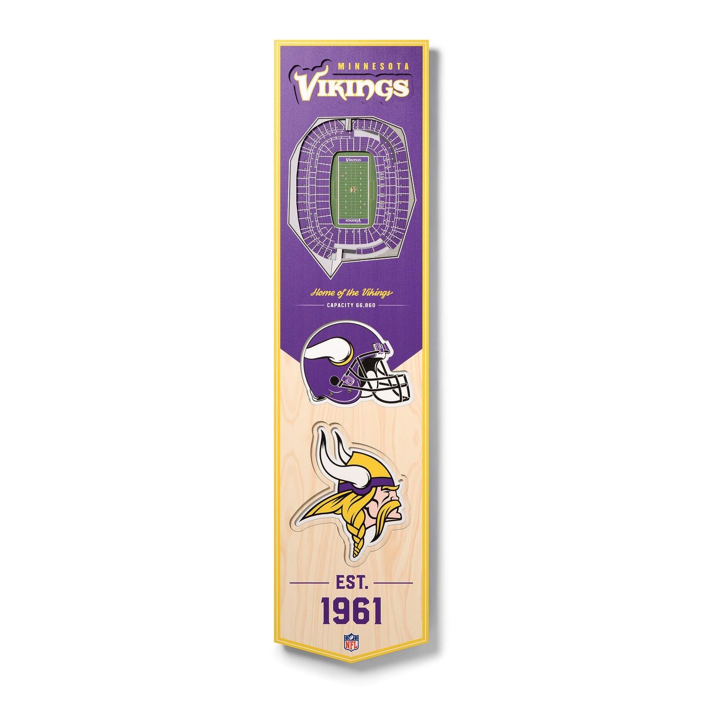 NFL Minnesota Vikings 3D Stadium Banner 8' X 32'