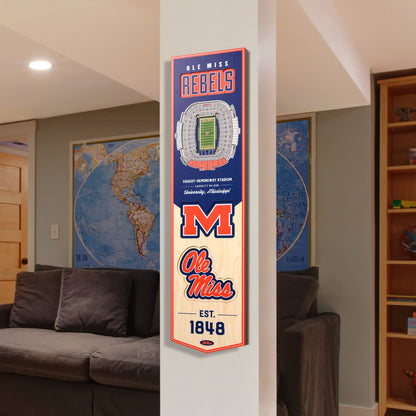NCAA Mississippi Rebels 3D Stadium Banner 8' X 32'