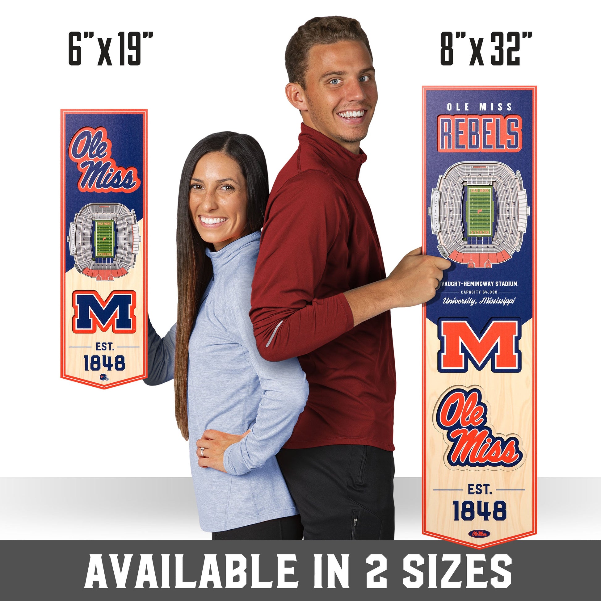 NCAA Mississippi Rebels 3D Stadium Banner 8' X 32'