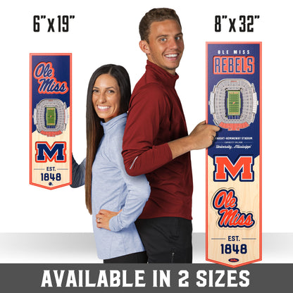 NCAA Mississippi Rebels 3D Stadium Banner 8' X 32'