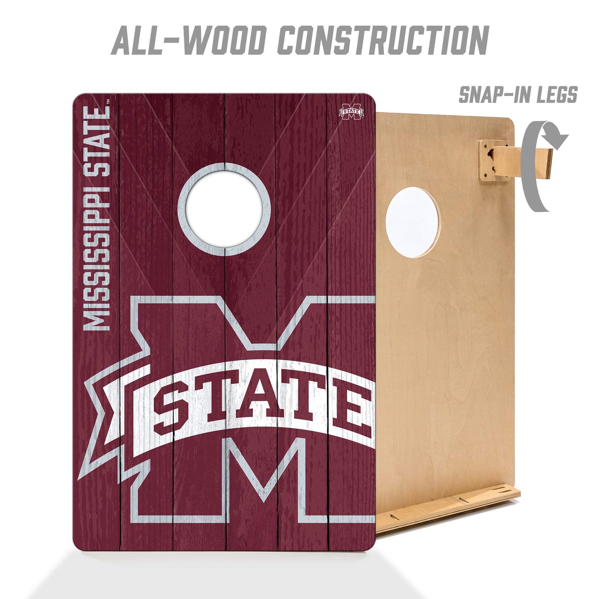 NCAA Mississippi State Bulldogs 2' X 3' All-Wood Cornhole Set - Alt 2