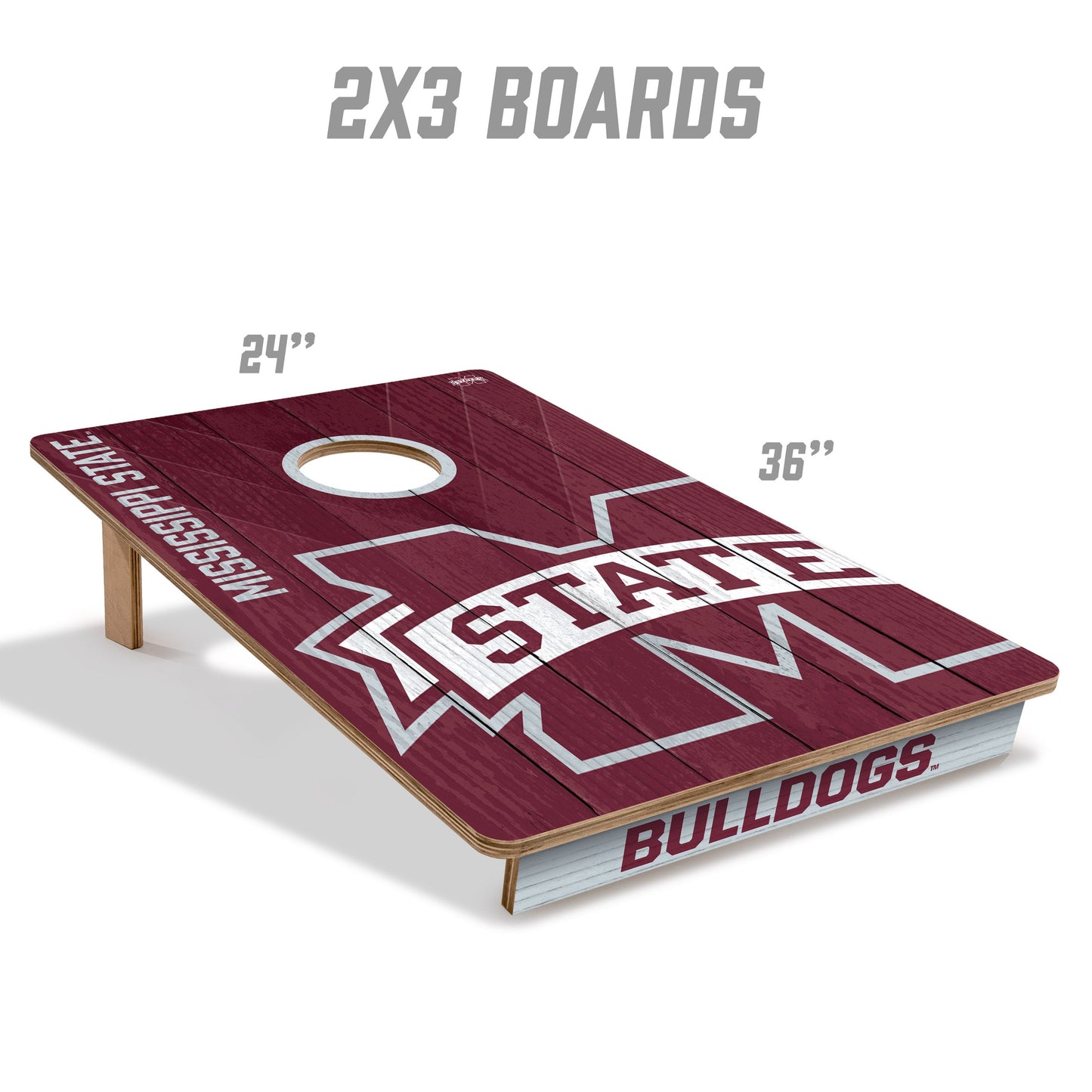 NCAA Mississippi State Bulldogs 2' X 3' All-Wood Cornhole Set - Alt 4