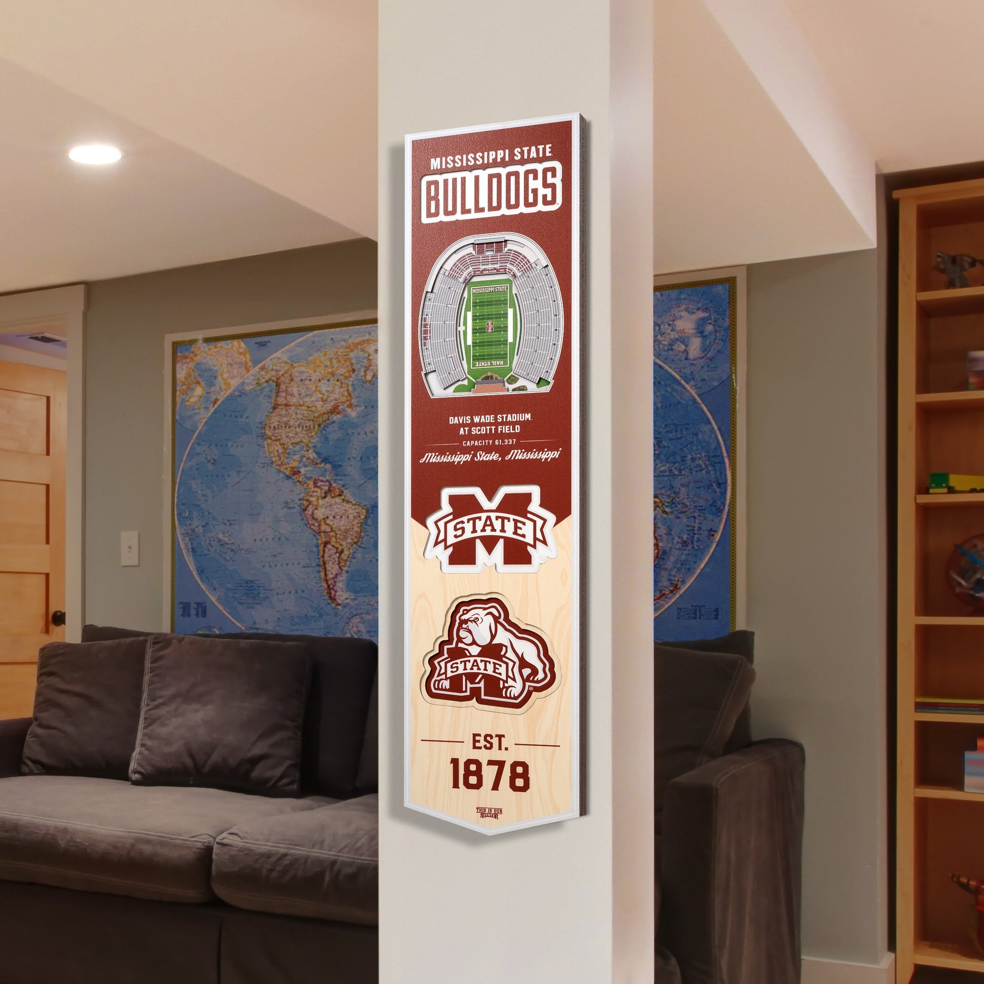 NCAA Mississippi State Bulldogs 3D Stadium Banner 8' X 32'