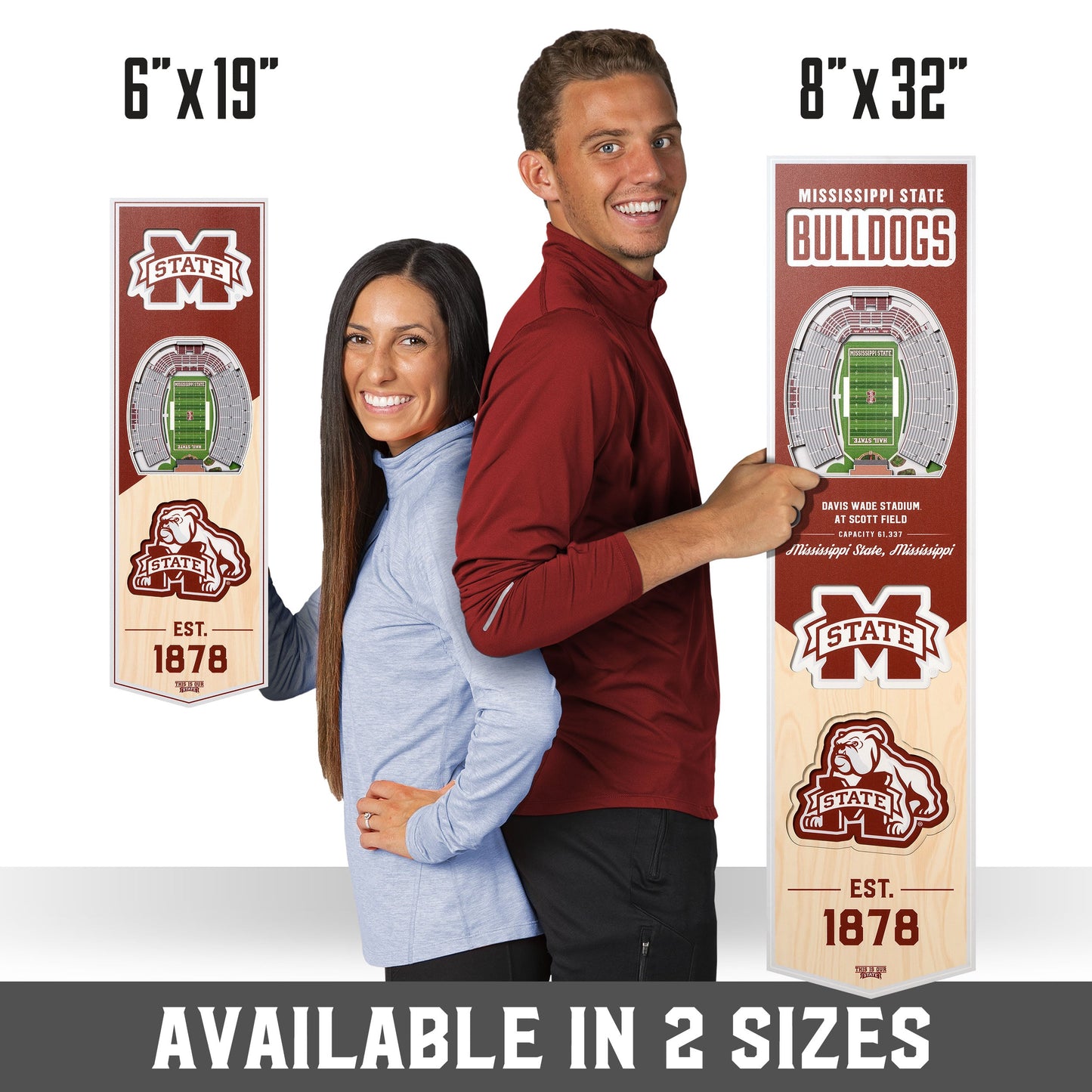 NCAA Mississippi State Bulldogs 3D Stadium Banner 8' X 32'