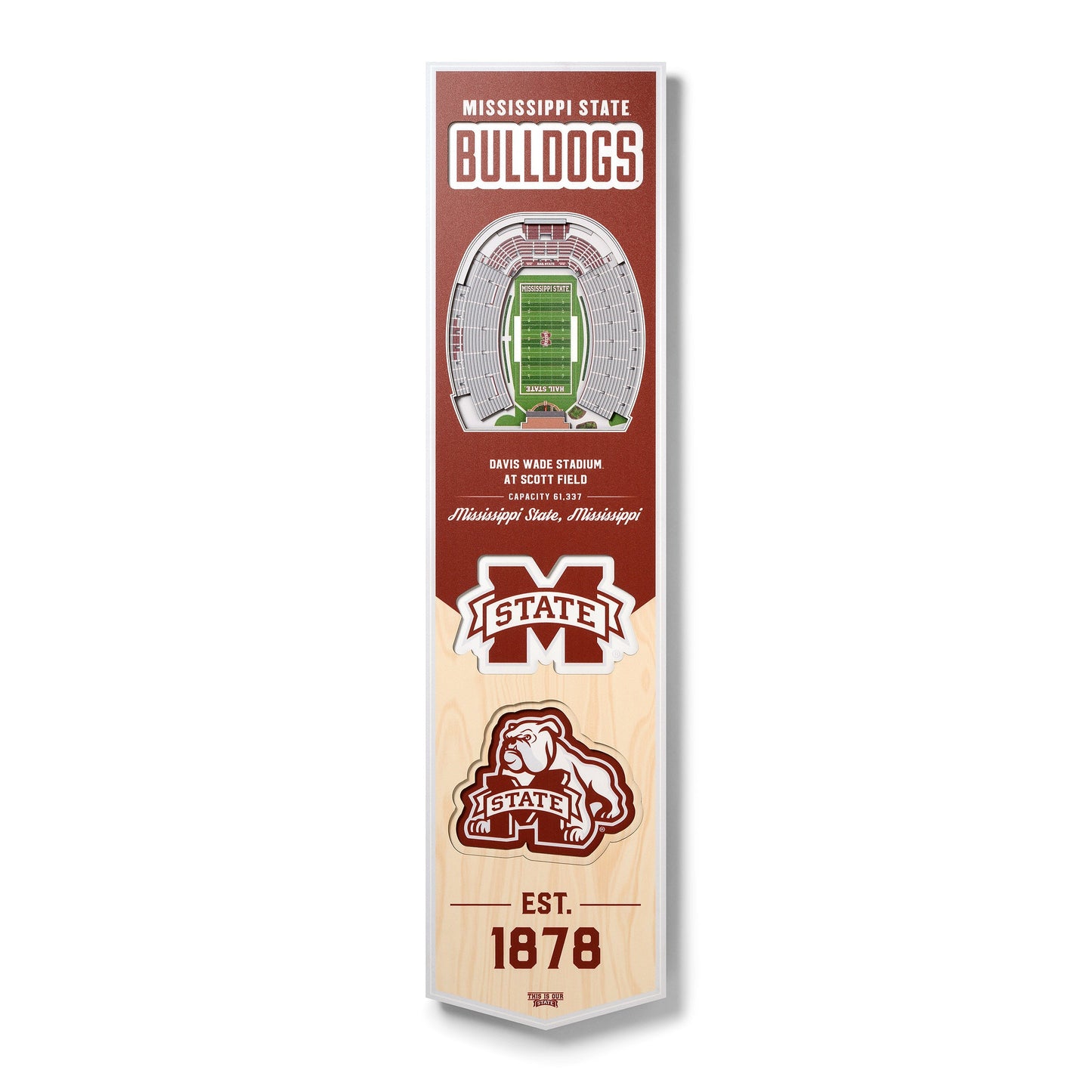NCAA Mississippi State Bulldogs 3D Stadium Banner 8' X 32'