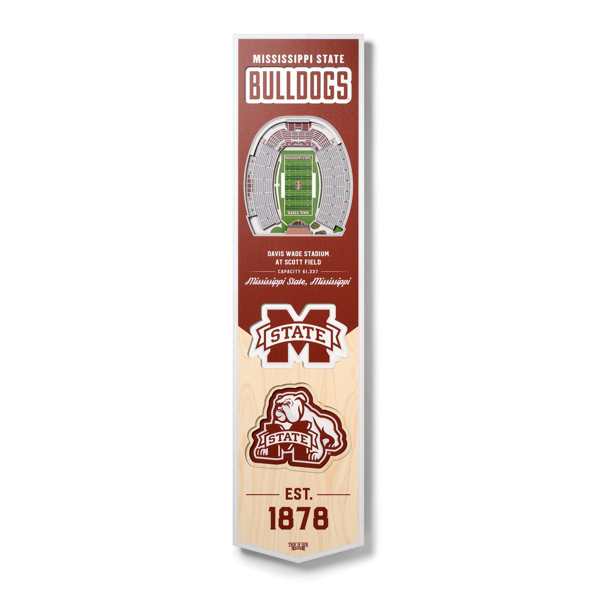 NCAA Mississippi State Bulldogs 3D Stadium Banner 8' X 32'