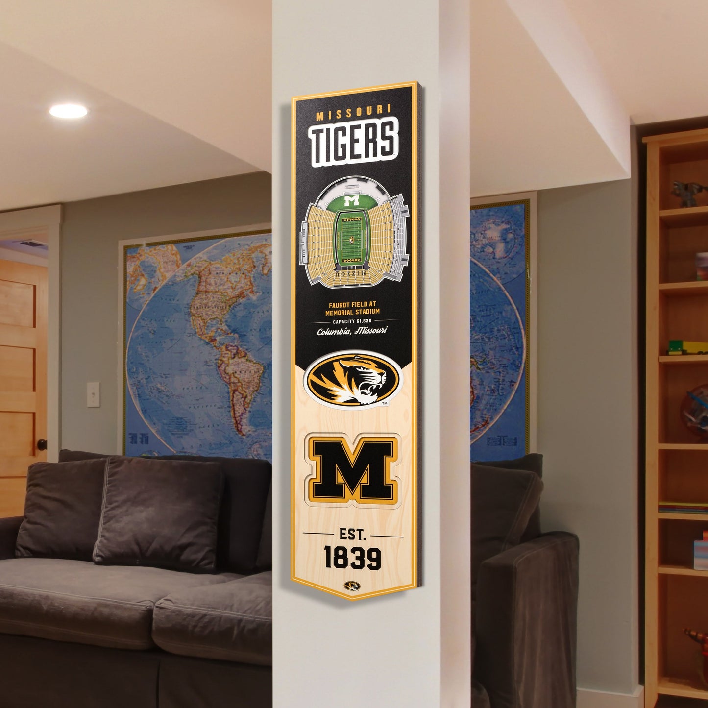 NCAA Missouri Tigers 3D Stadium Banner 8' X 32'
