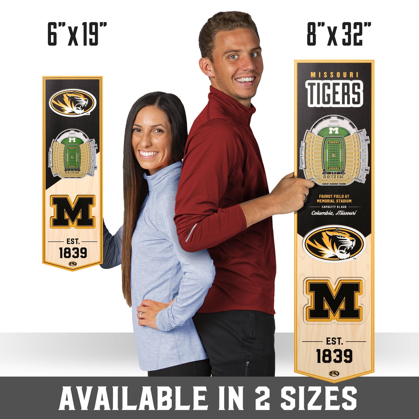 NCAA Missouri Tigers 3D Stadium Banner 8' X 32'