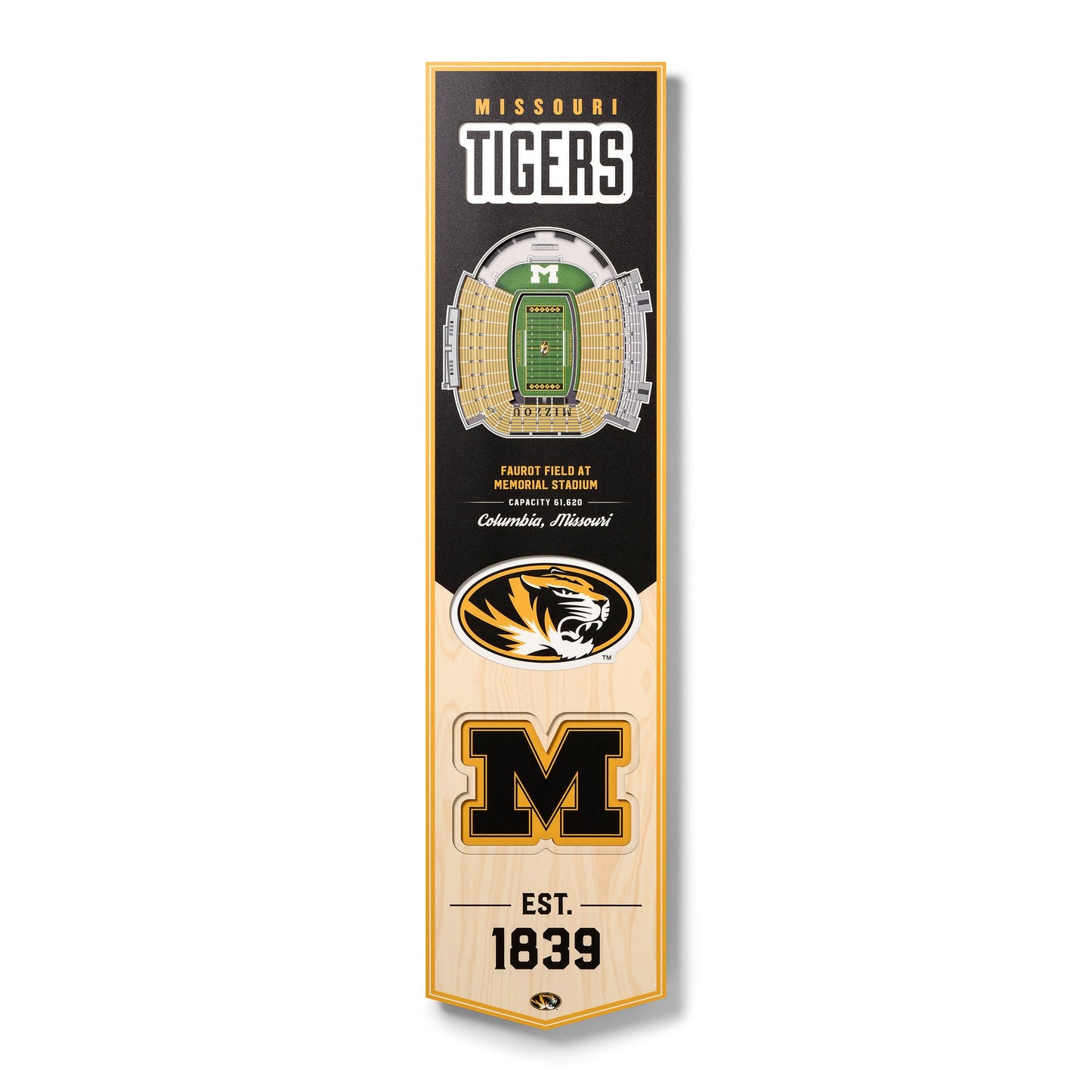NCAA Missouri Tigers 3D Stadium Banner 8' X 32'