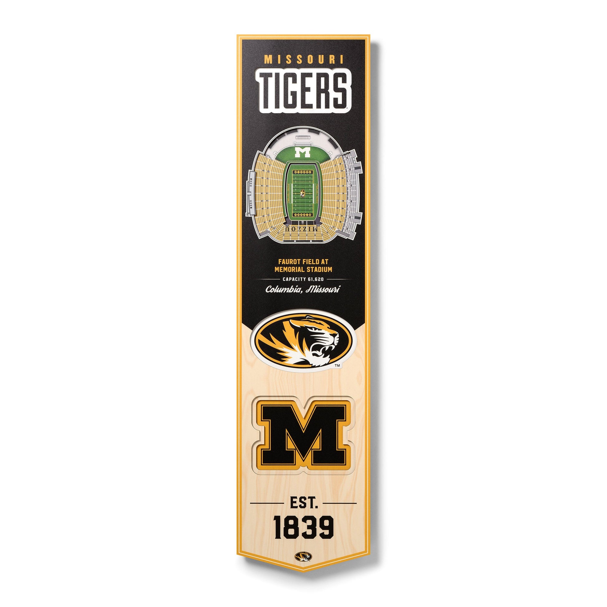 NCAA Missouri Tigers 3D Stadium Banner 8' X 32'