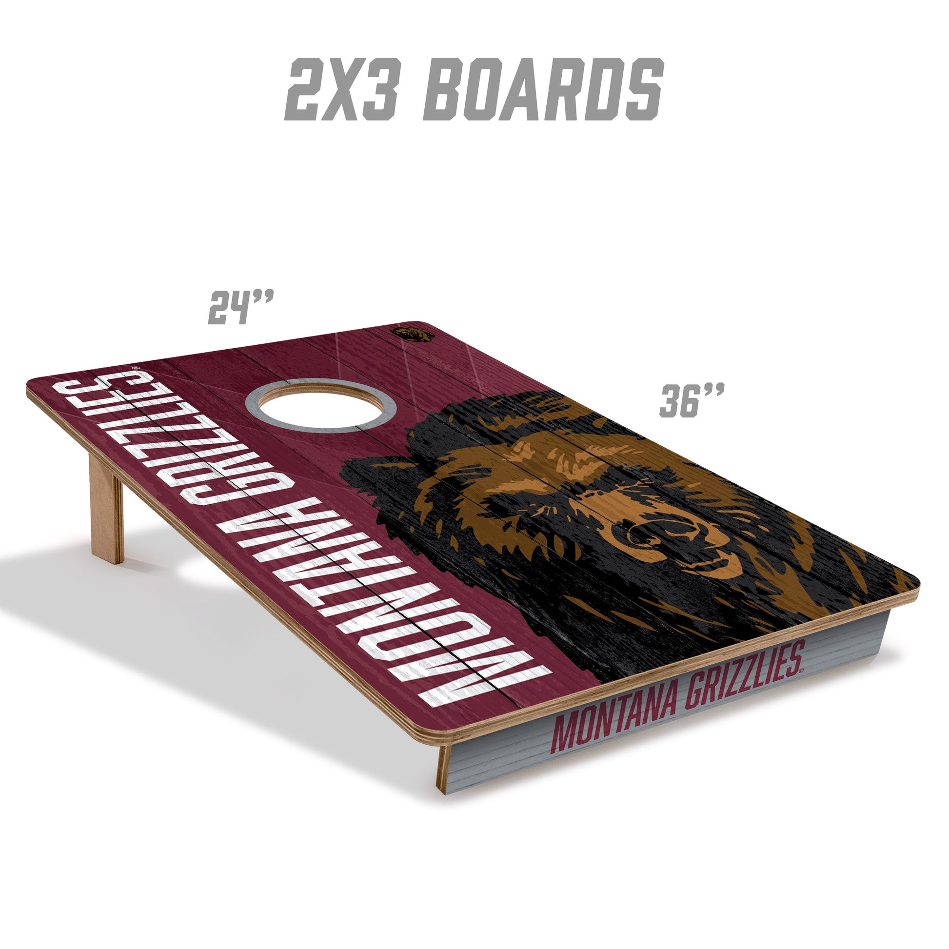NCAA Montana Grizzlies 2' X 3' All-Wood Cornhole Set - Alt 4