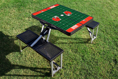 Cleveland Browns Football Field - Picnic Table Portable Folding Table with Seats