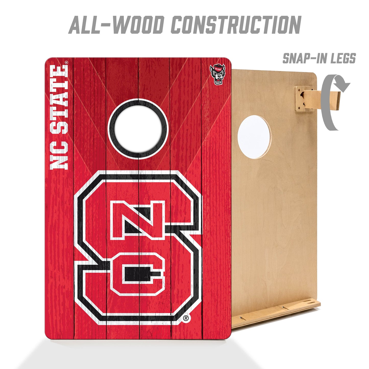 NCAA NC State Wolfpack 2' X 3' All-Wood Cornhole Set - Alt 2