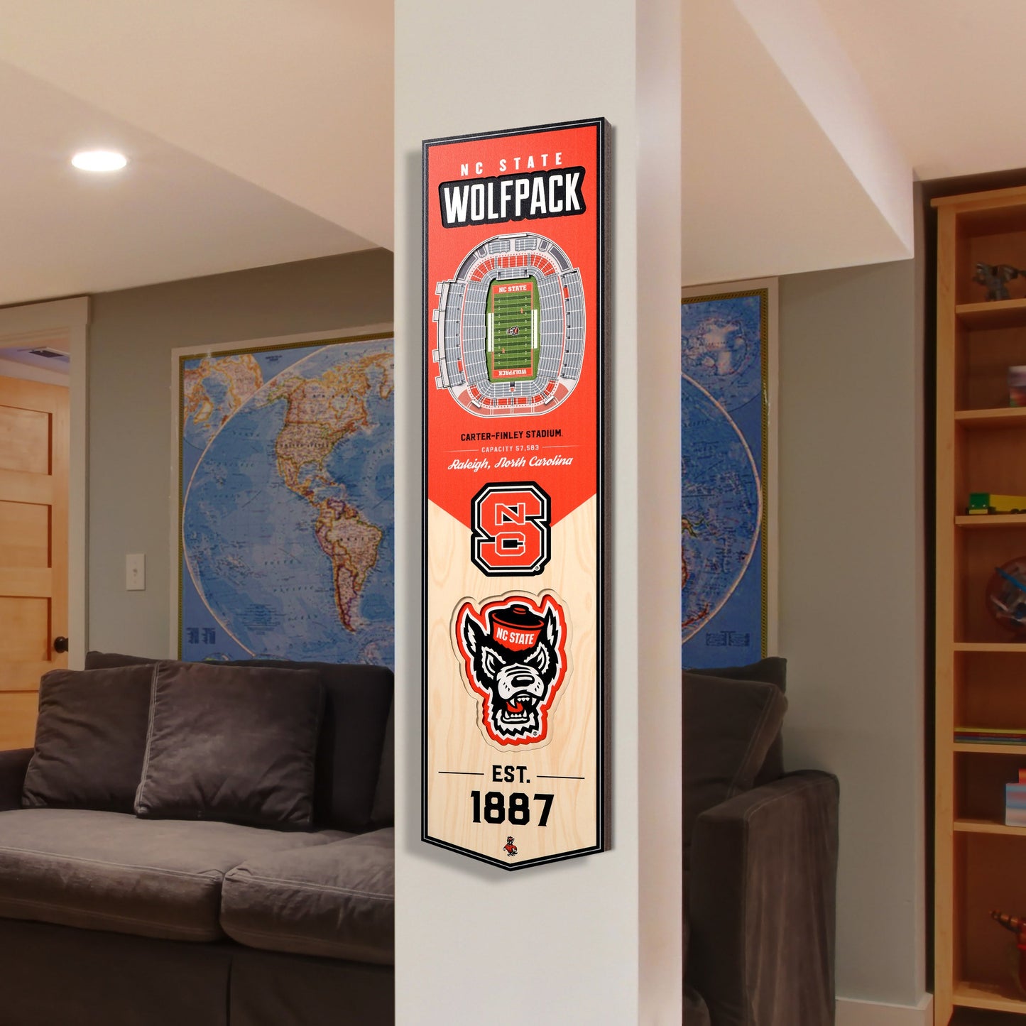 NCAA NC State Wolfpack 3D Stadium Banner 8' X 32'