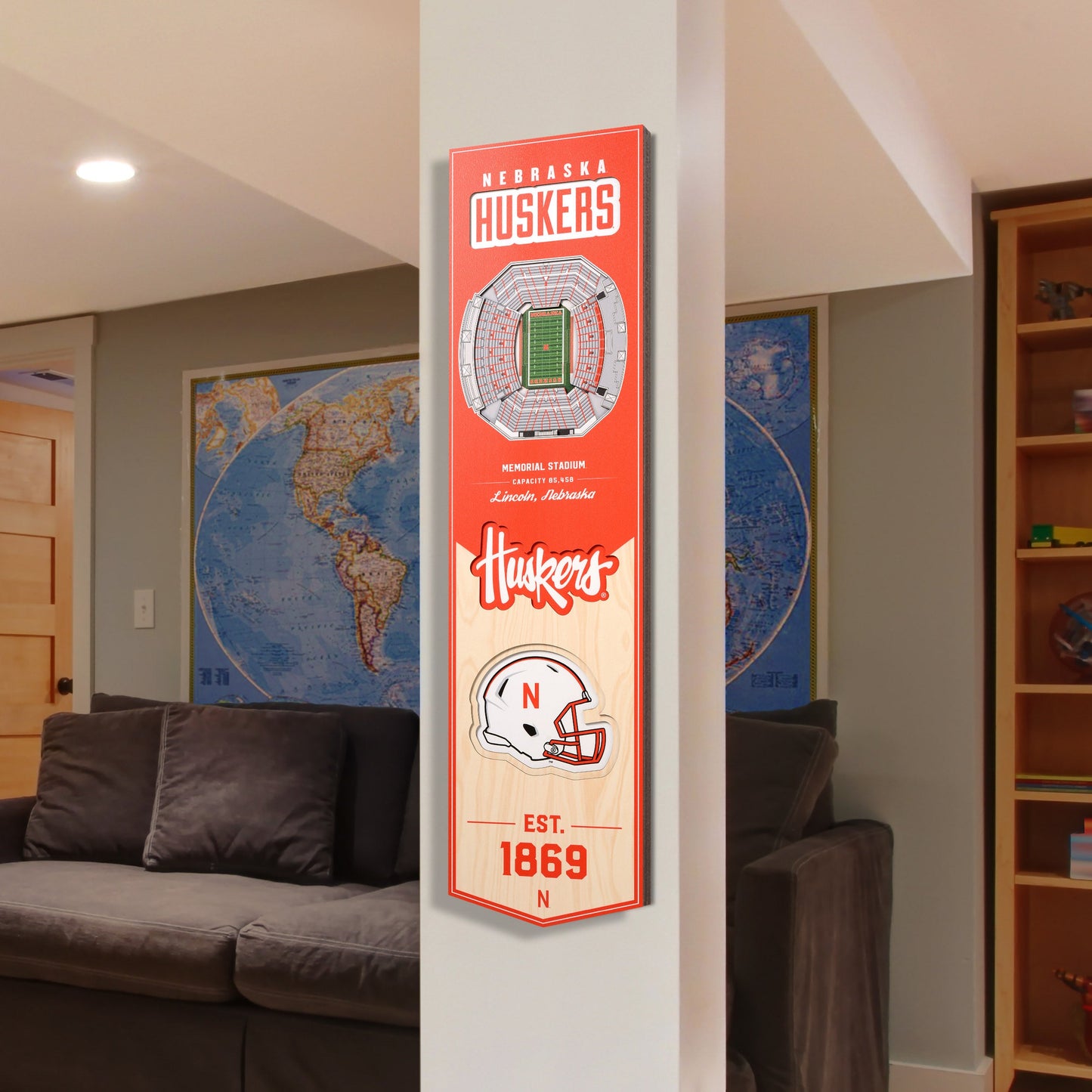 NCAA Nebraska Cornhuskers 3D Stadium Banner 8' X 32'