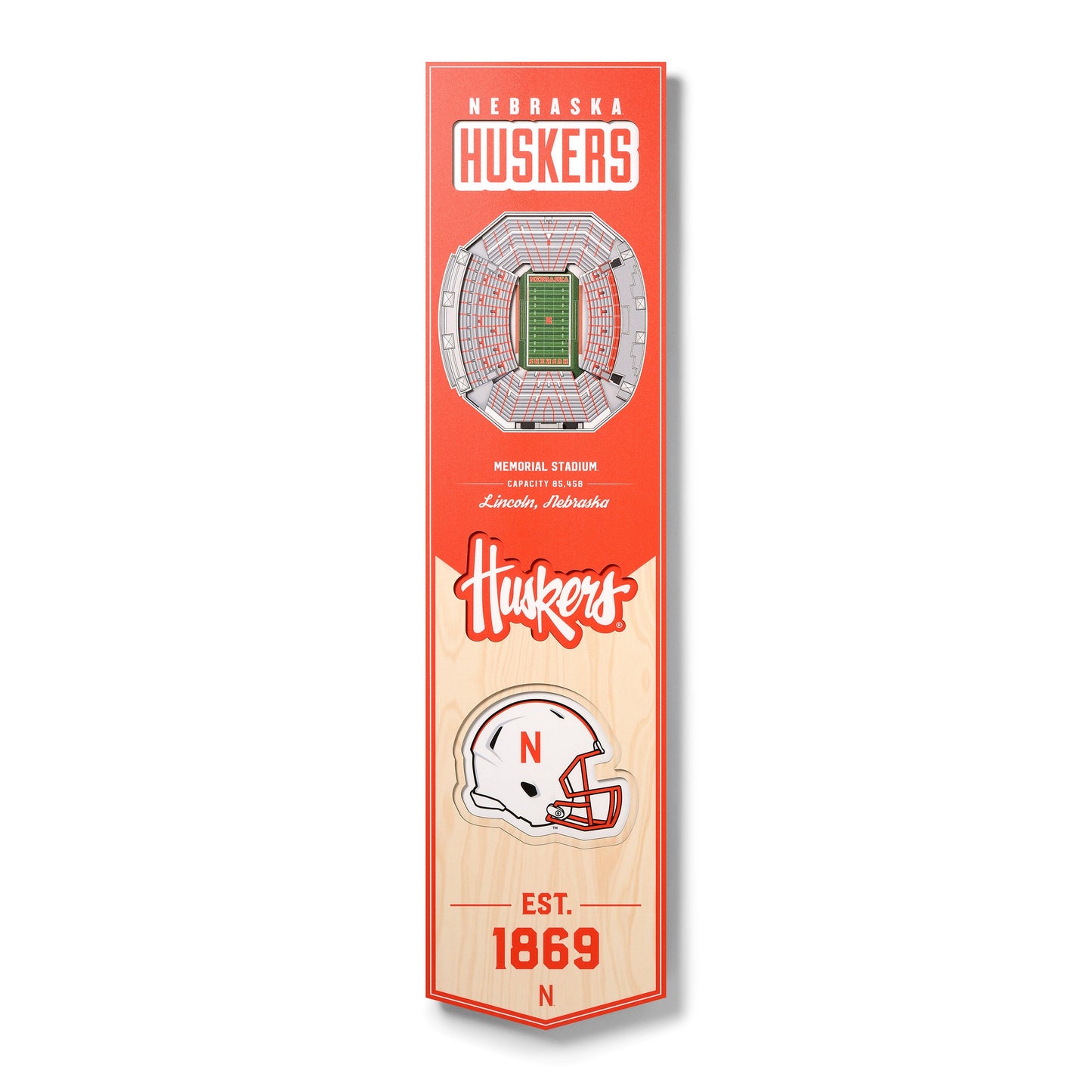 NCAA Nebraska Cornhuskers 3D Stadium Banner 8' X 32'