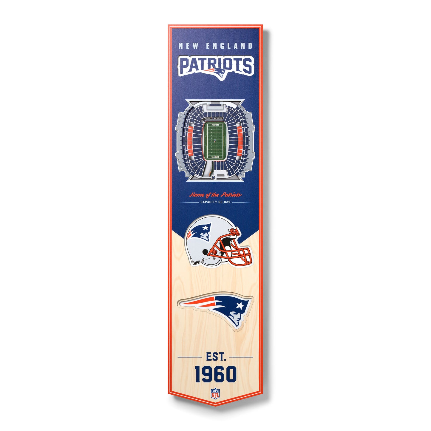 NFL New England Patriots 3D Stadium Banner 8' X 32'