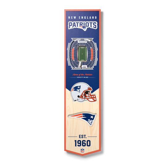 NFL New England Patriots 3D Stadium Banner 8' X 32'