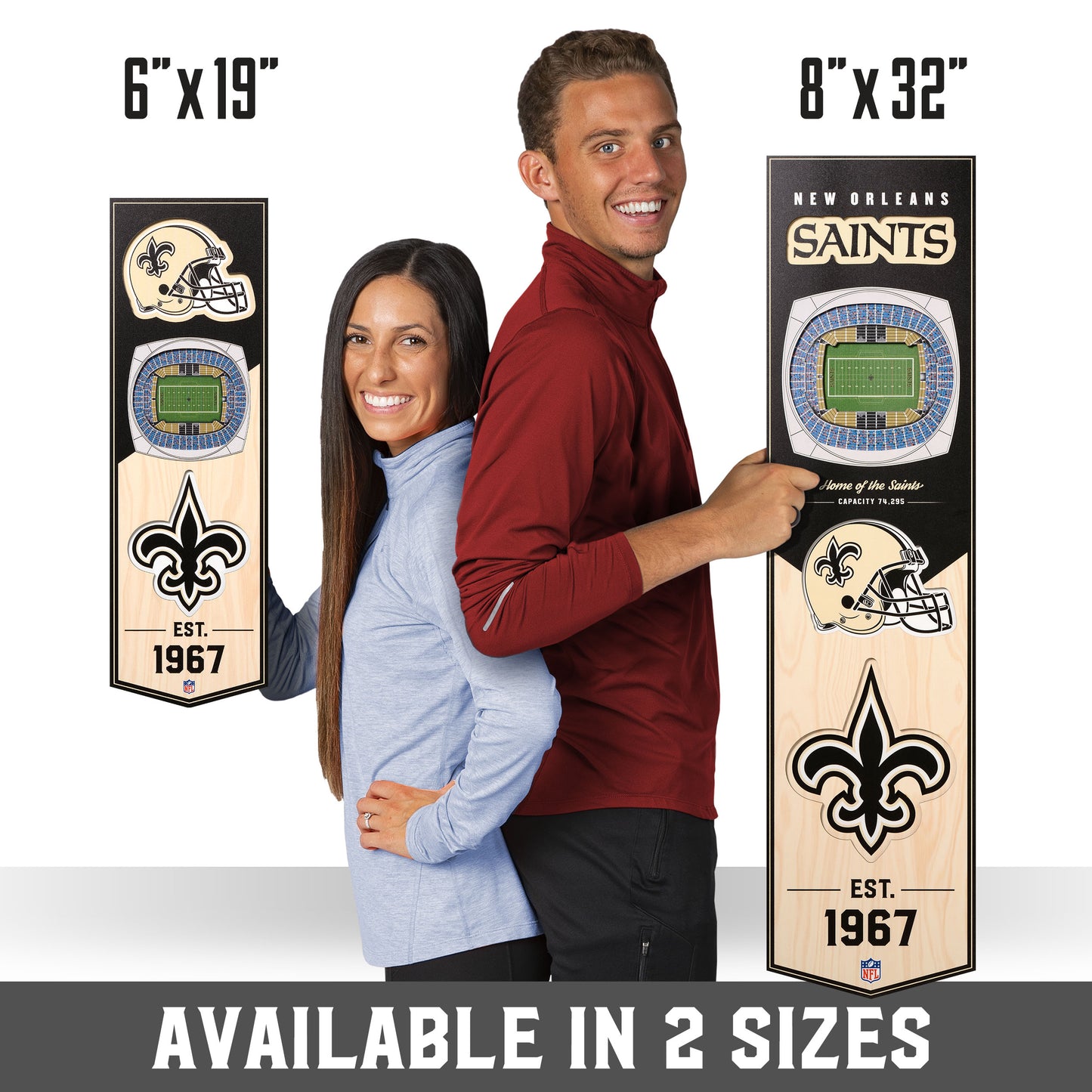 NFL New Orleans Saints 3D Stadium Banner 8' X 32'