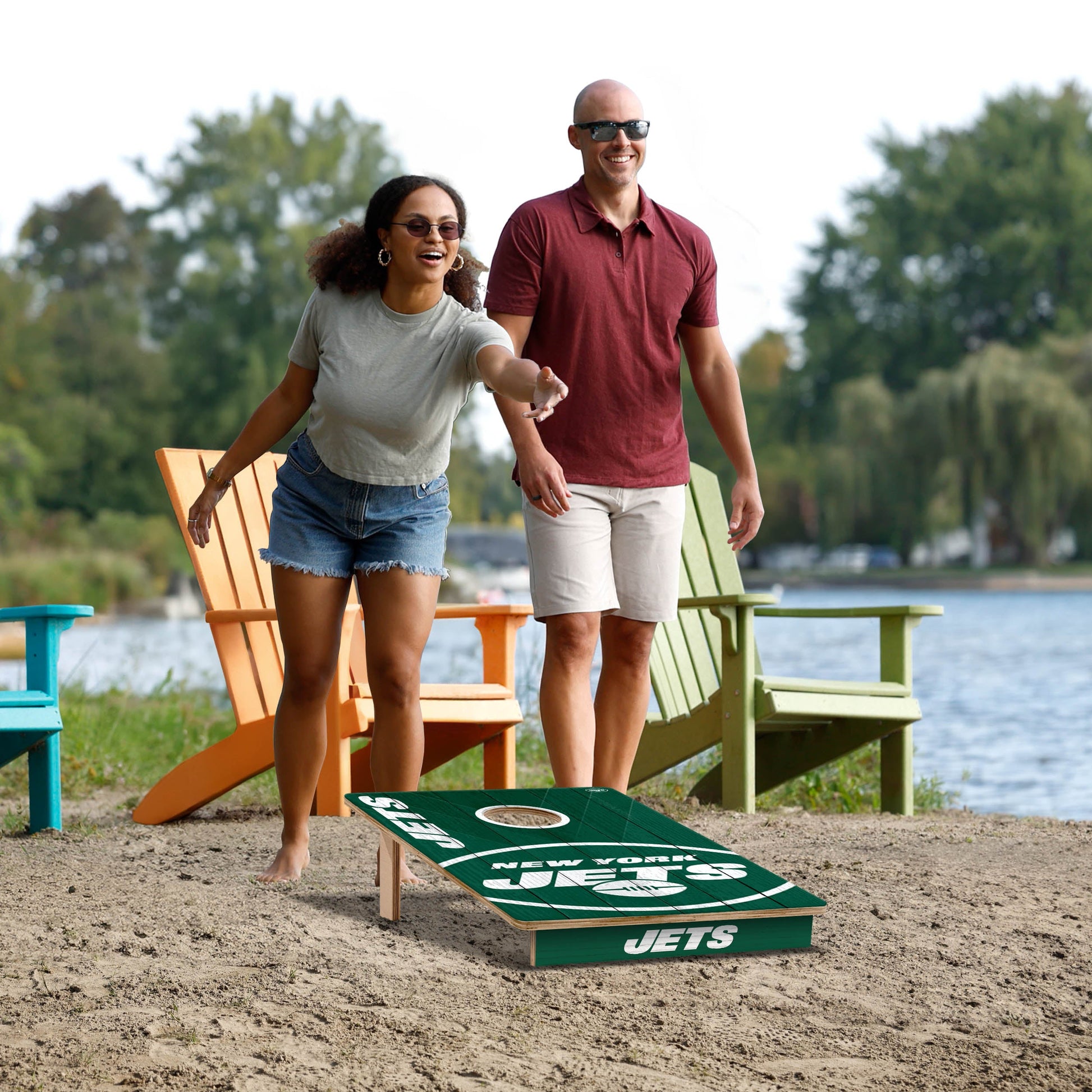 NFL New York Jets 2' X 3' All-Wood Cornhole Set - Alt 5