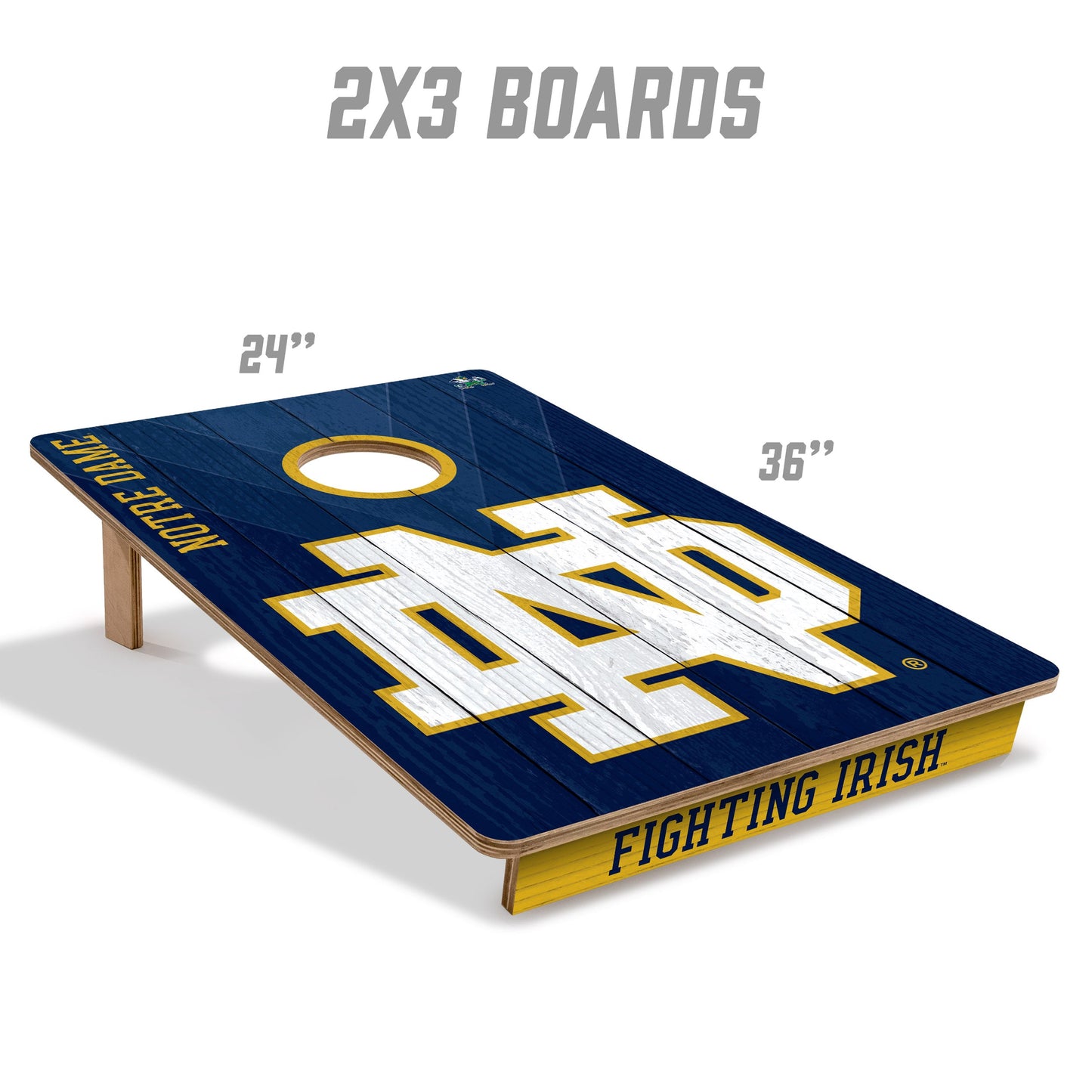 NCAA Notre Dame Fighting Irish 2' X 3' All-Wood Cornhole Set - Alt 4