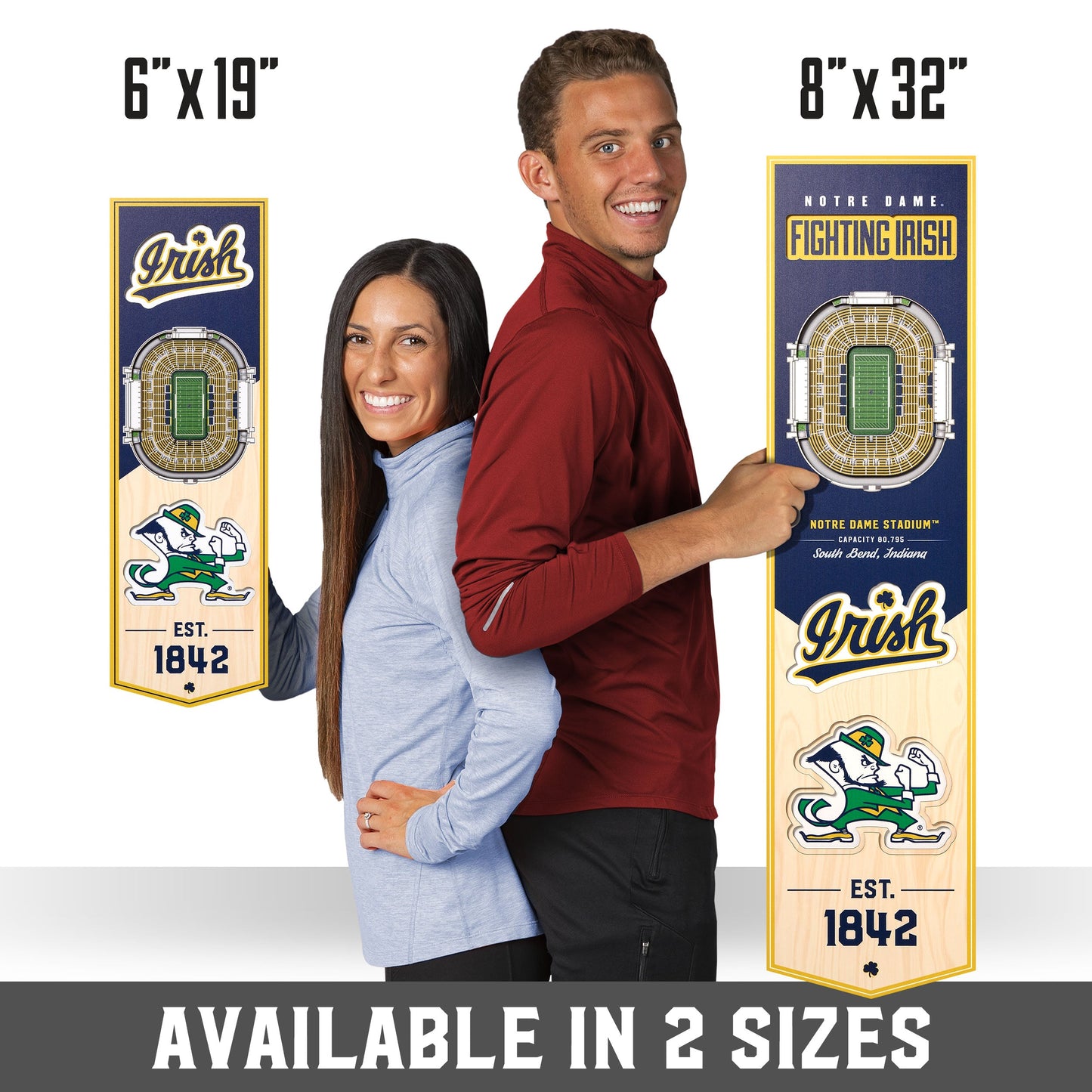 NCAA Notre Dame Fighting Irish 3D Stadium Banner 8' X 32'