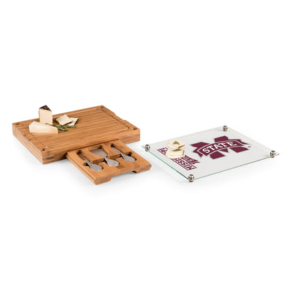 Mississippi State Bulldogs - Concerto Glass Top Cheese Cutting Board & Tools Set