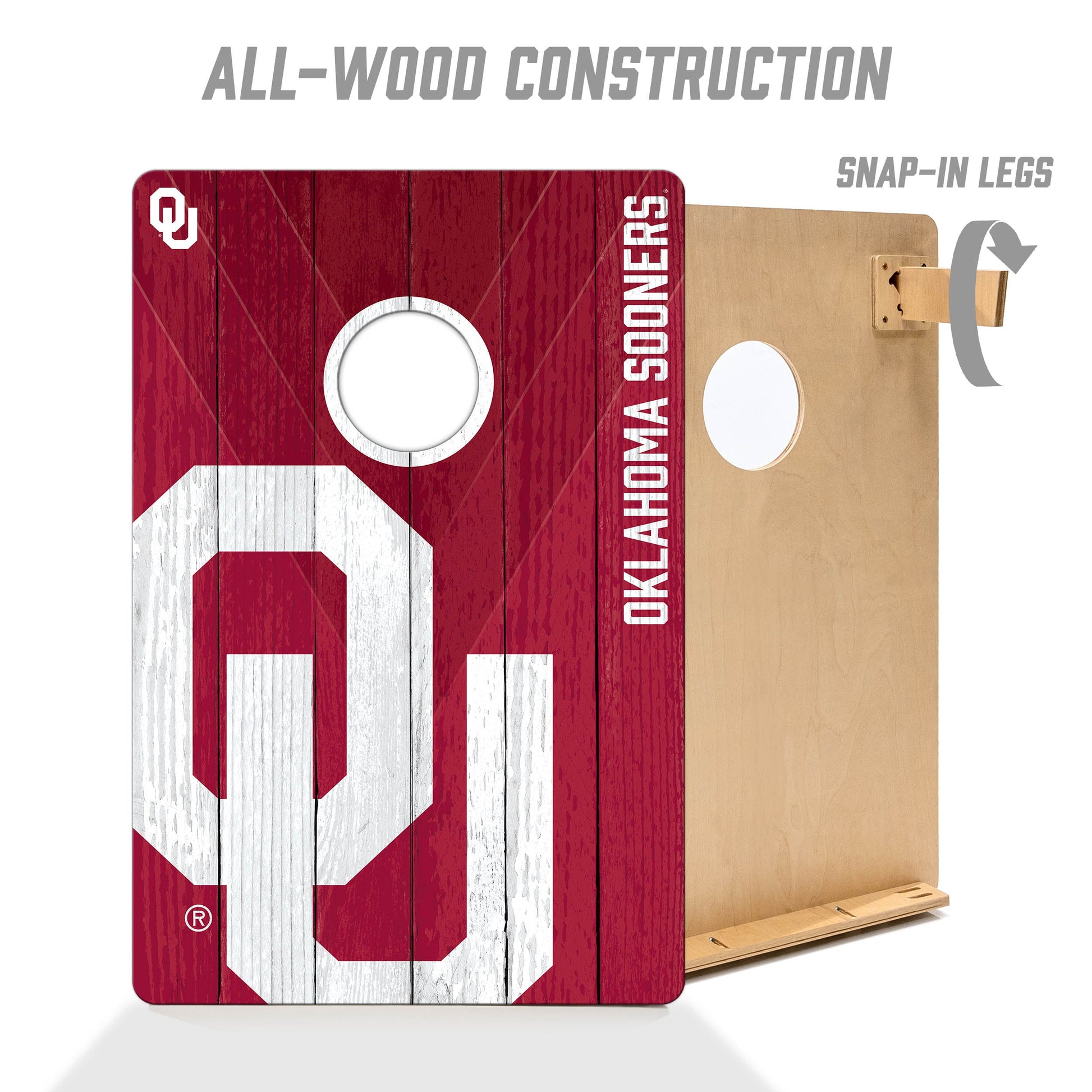 NCAA Oklahoma Sooners 2' X 3' All-Wood Cornhole Set - Alt 2