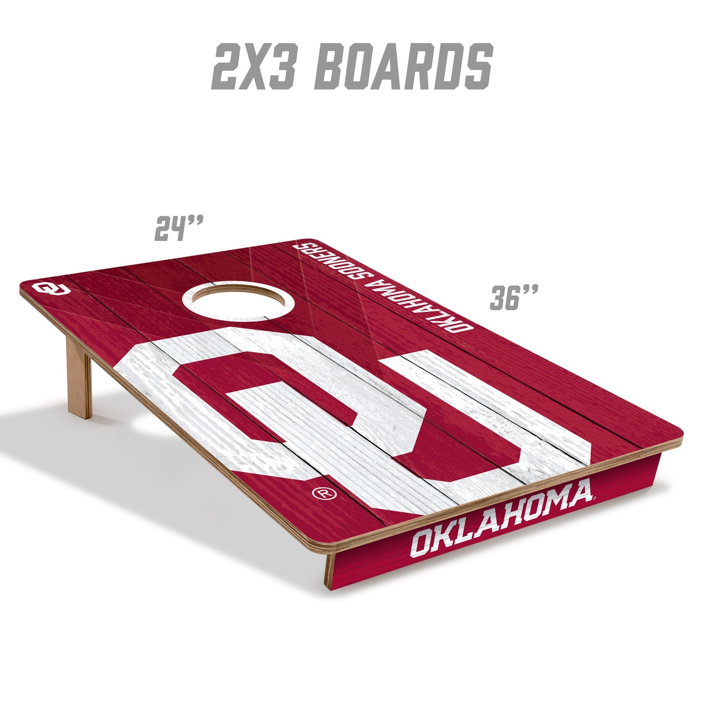 NCAA Oklahoma Sooners 2' X 3' All-Wood Cornhole Set - Alt 4