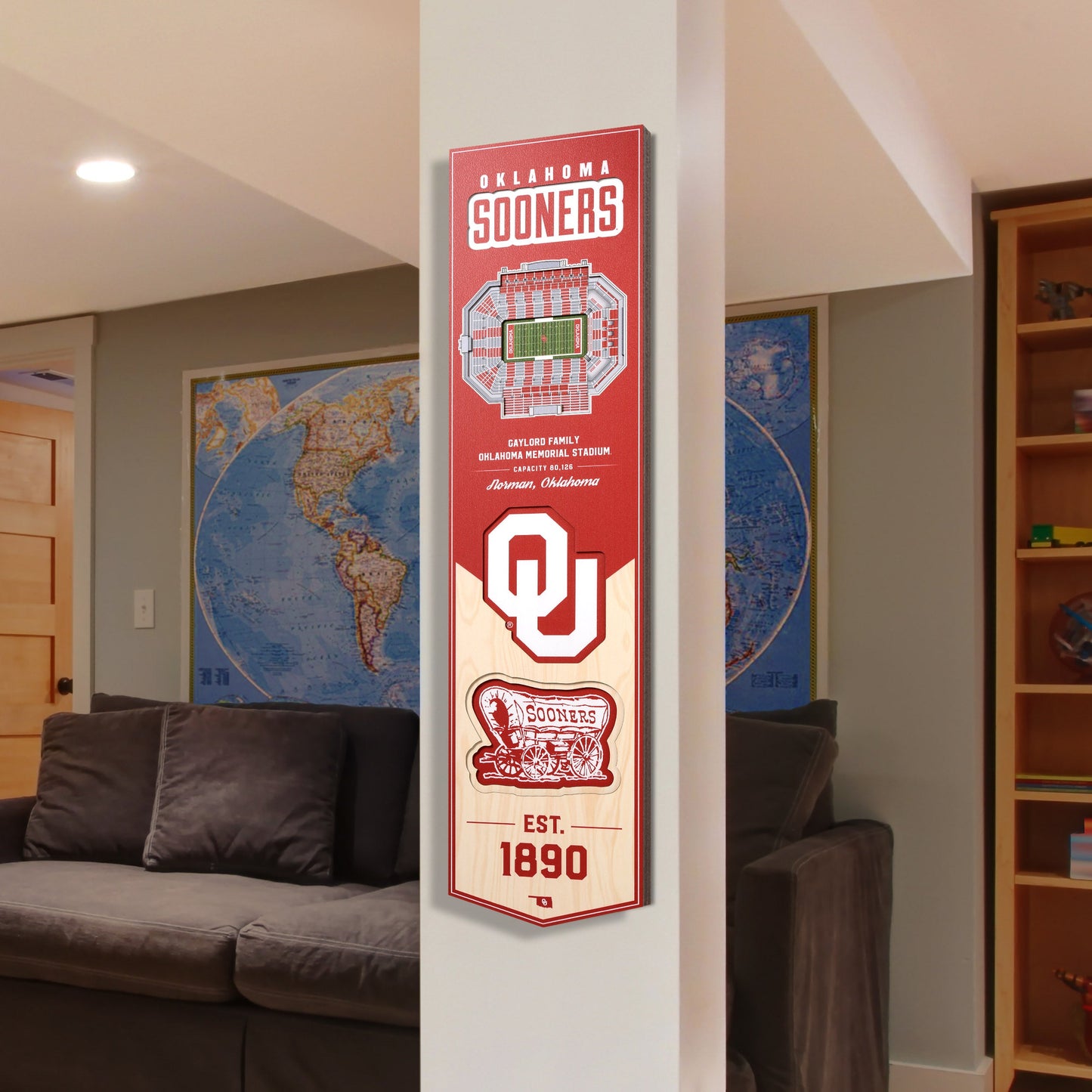 NCAA Oklahoma Sooners 3D Stadium Banner 8' X 32'