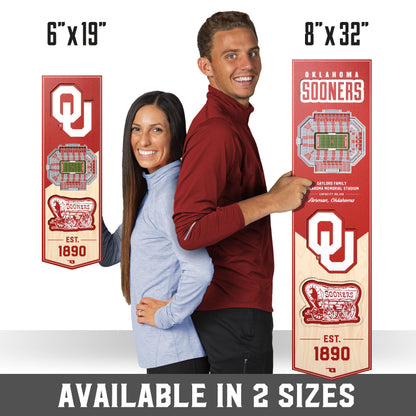 NCAA Oklahoma Sooners 3D Stadium Banner 8' X 32'
