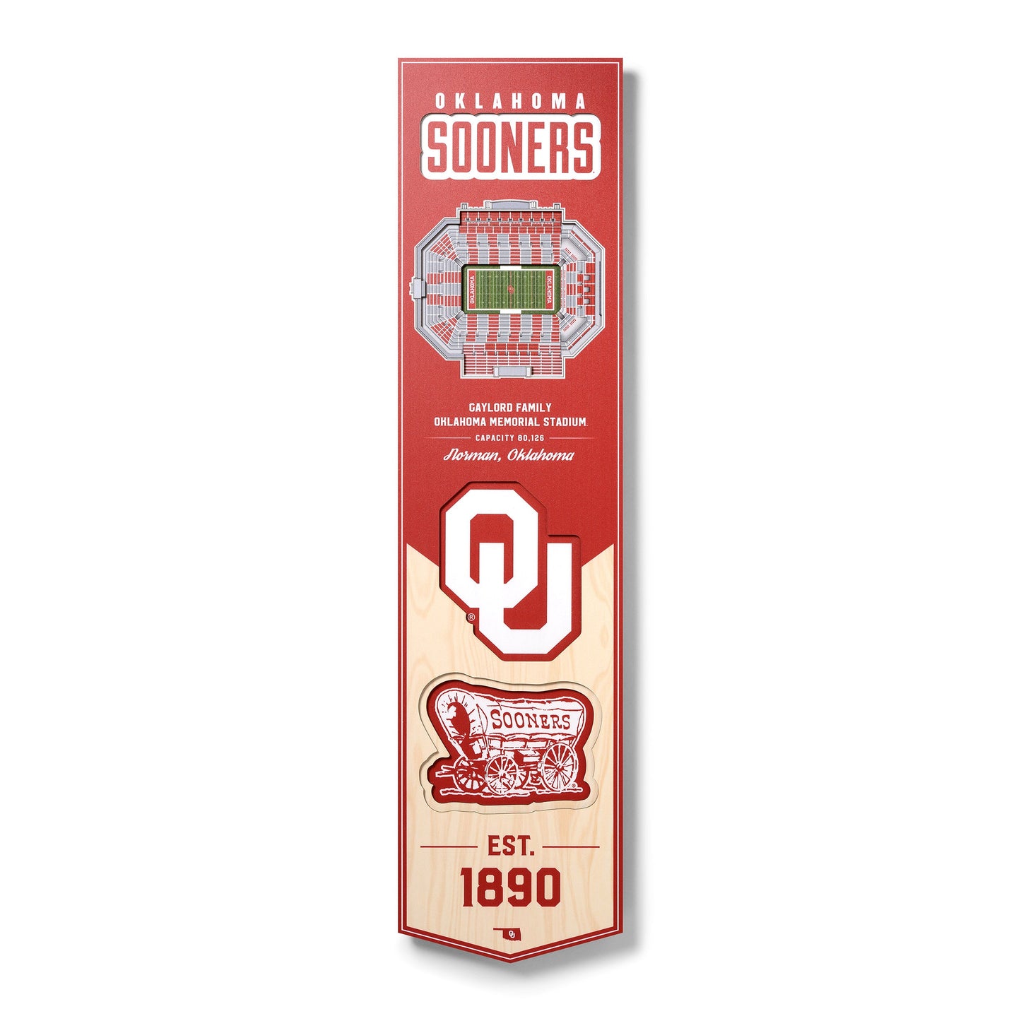NCAA Oklahoma Sooners 3D Stadium Banner 8' X 32'