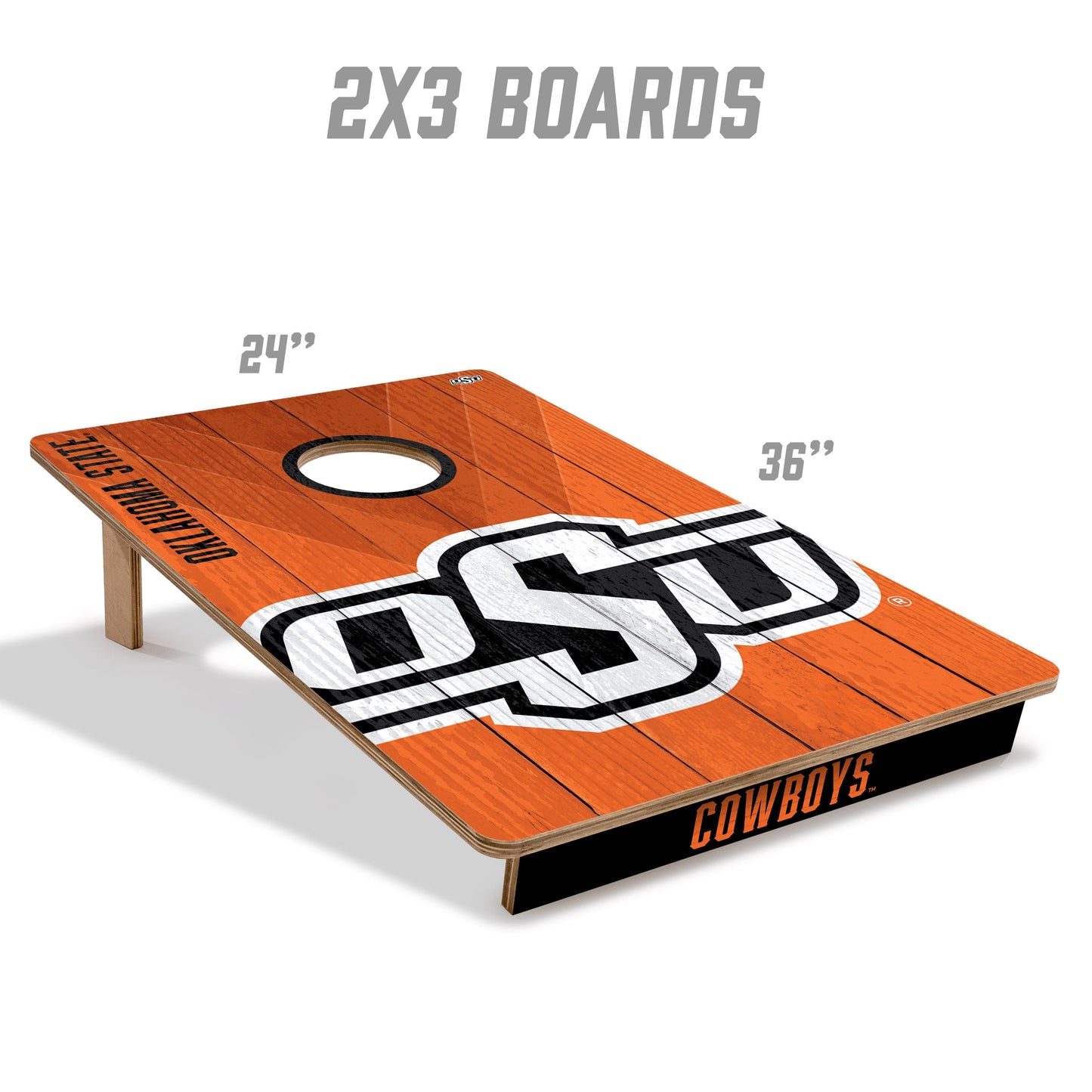 NCAA Oklahoma State Cowboys 2' X 3' All-Wood Cornhole Set - Alt 4