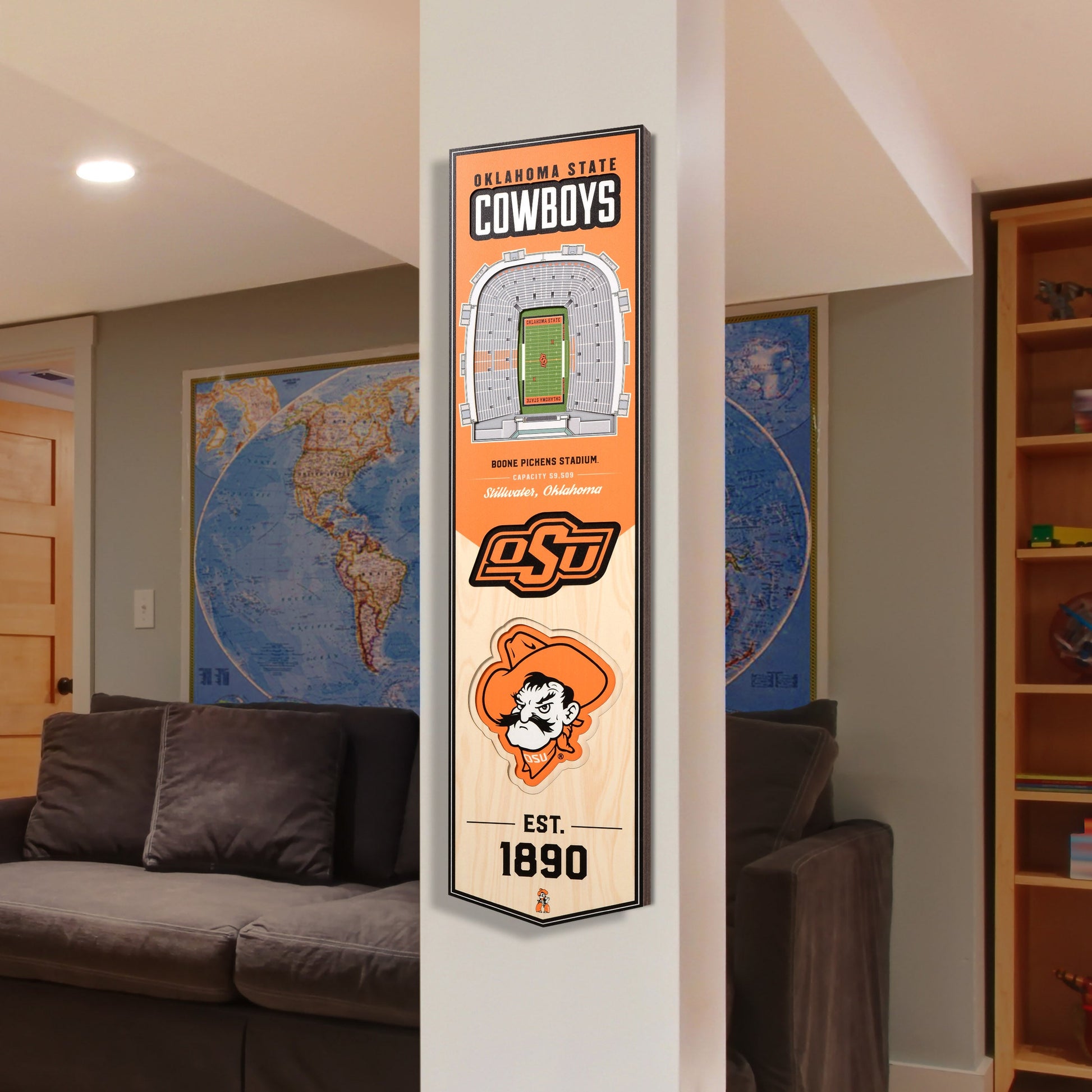 NCAA Oklahoma State Cowboys 3D Stadium Banner 8' X 32'