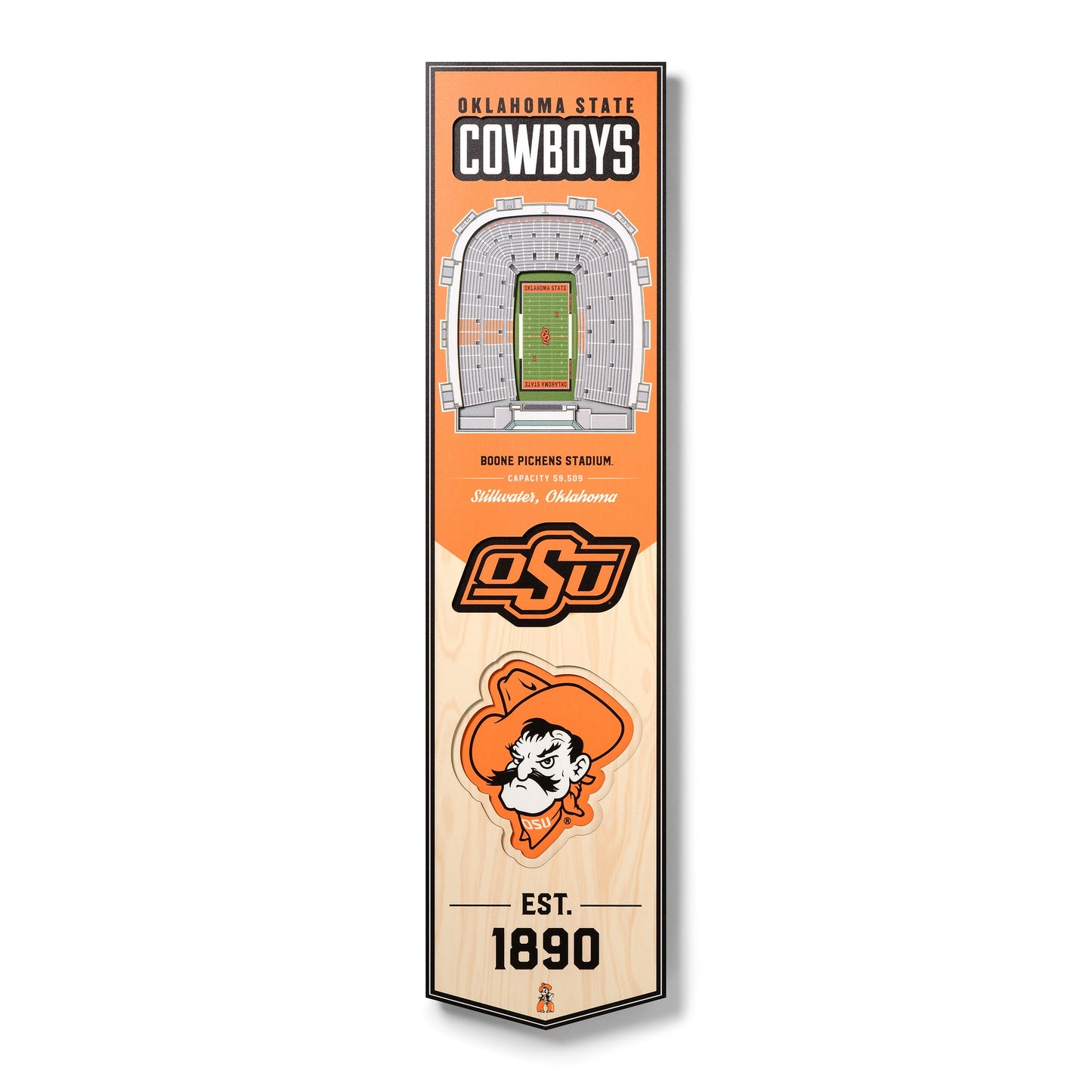 NCAA Oklahoma State Cowboys 3D Stadium Banner 8' X 32'