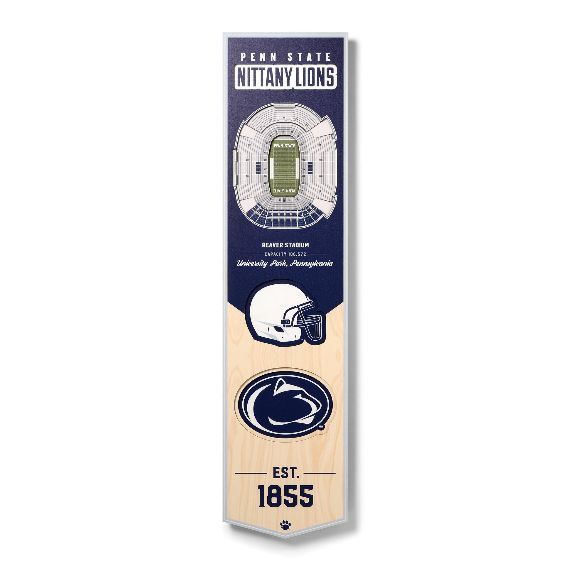 NCAA Penn State Nittany Lions 3D Stadium Banner 8' X 32'