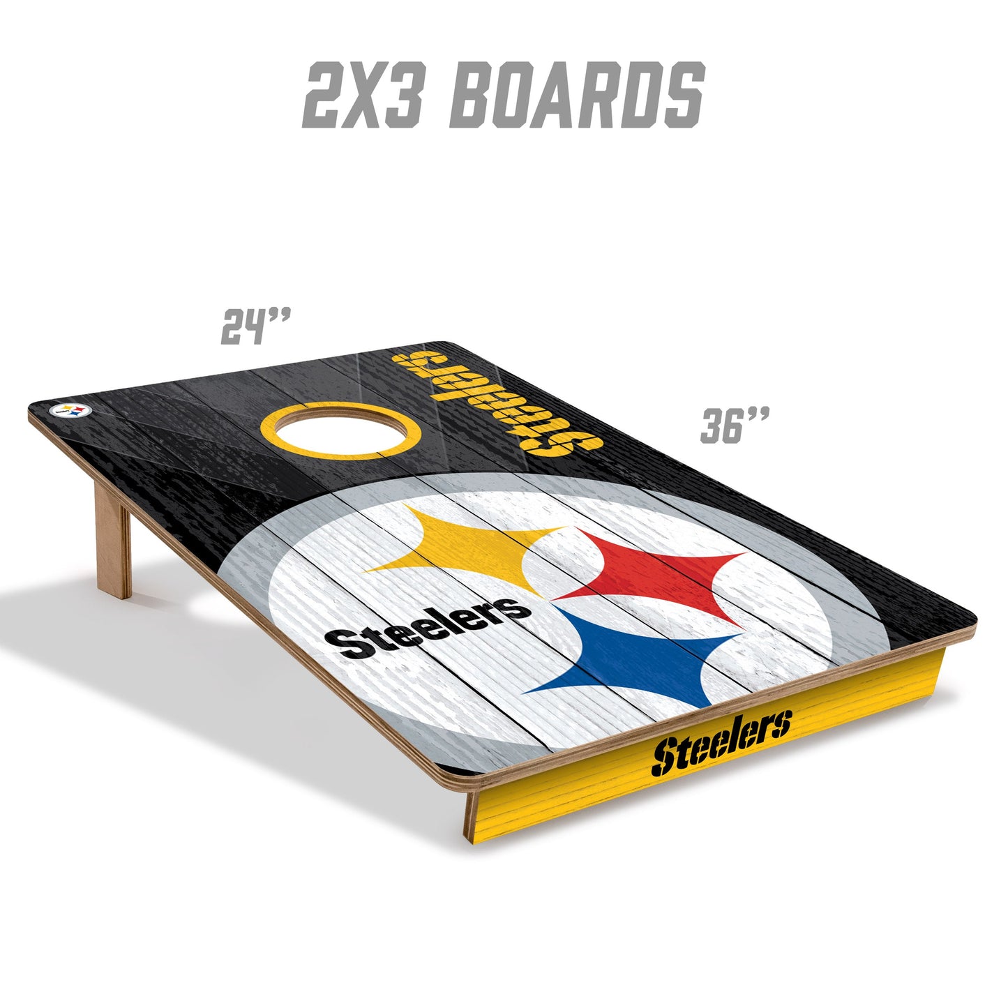 NFL Pittsburgh Steelers 2' X 3' All-Wood Cornhole Set - Alt 4