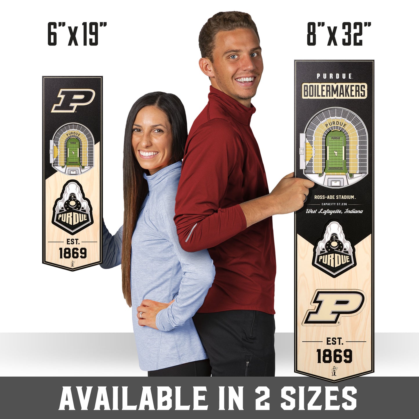 NCAA Purdue Boilermakers FB 3D Stadium Banner 8' X 32'
