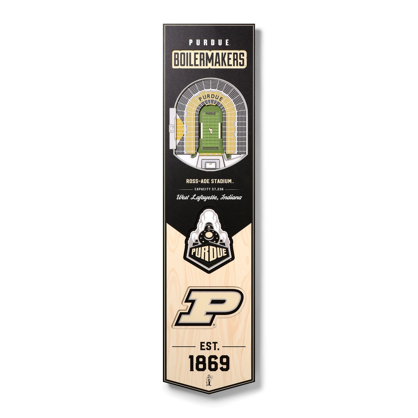 NCAA Purdue Boilermakers FB 3D Stadium Banner 8' X 32'