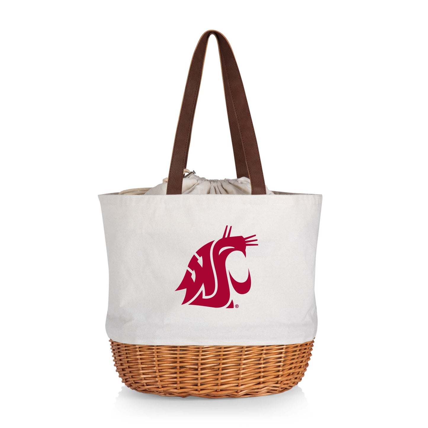 Washington State Cougars - Coronado Canvas and Willow Basket Tote