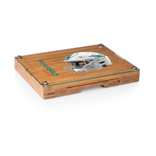 Miami Dolphins - Concerto Glass Top Cheese Cutting Board & Tools Set