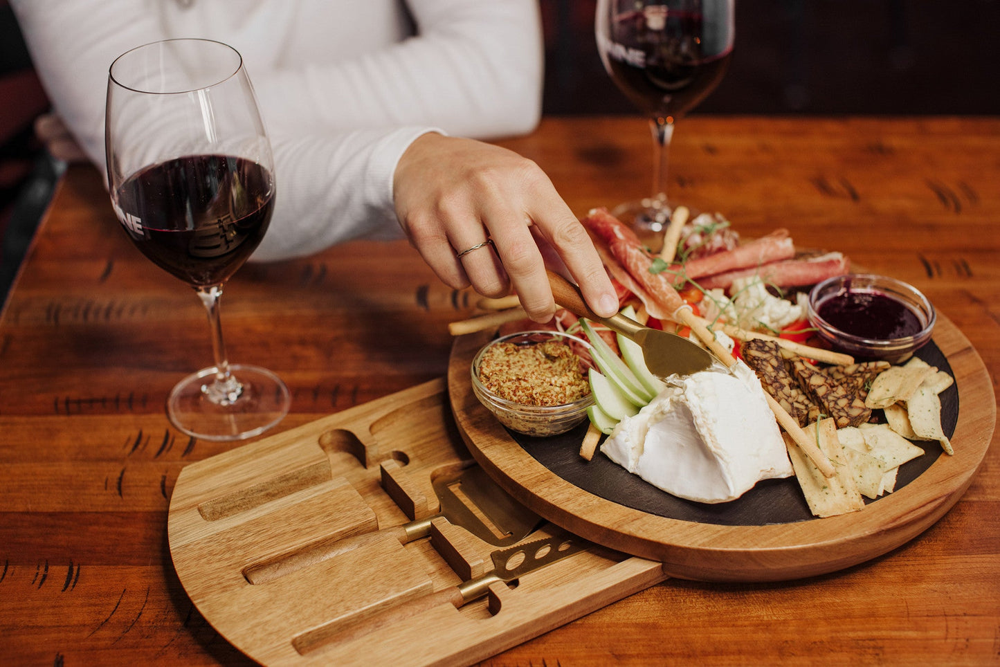 Baltimore Ravens - Insignia Acacia and Slate Serving Board with Cheese Tools