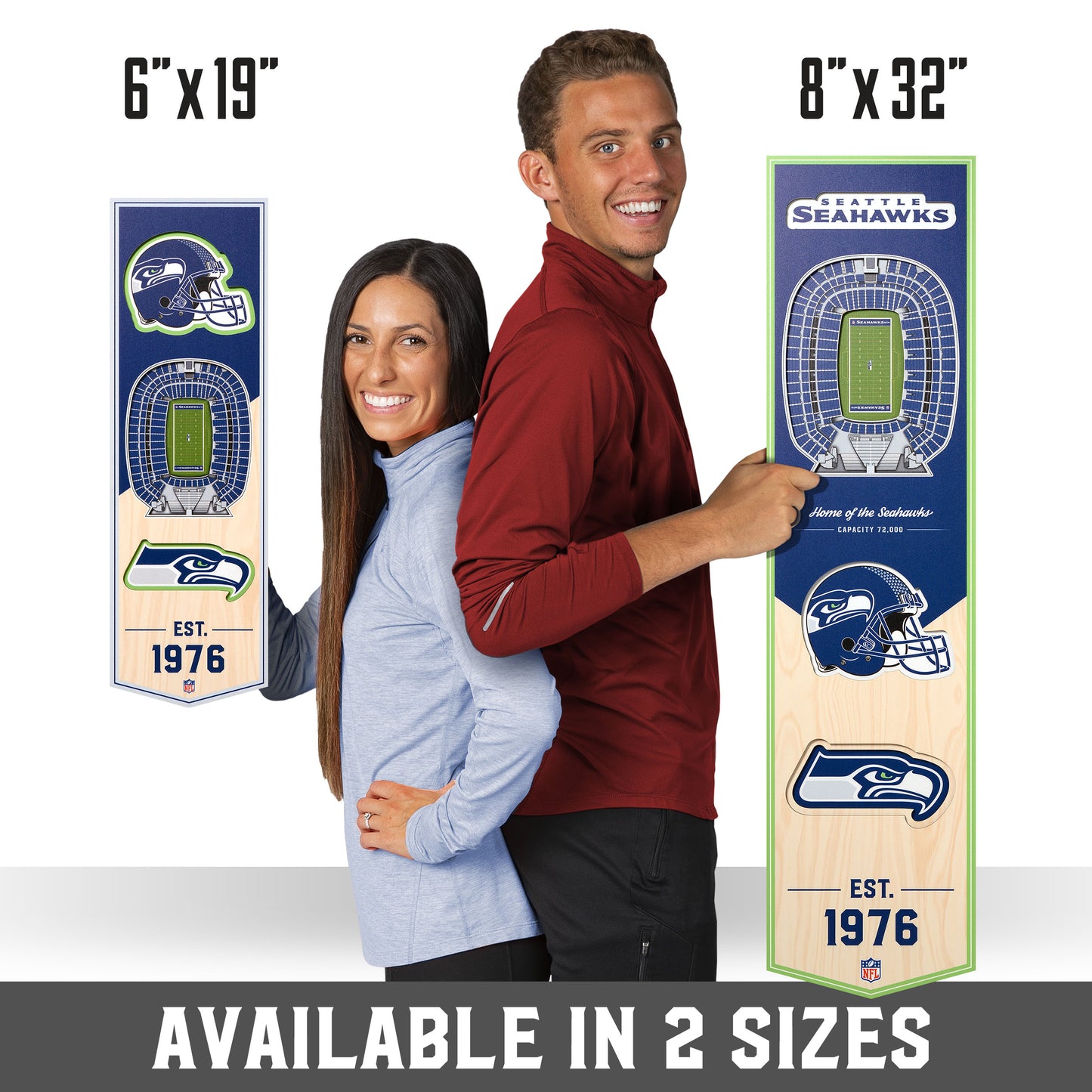 NFL Seattle Seahawks 3D Stadium Banner 8' X 32'
