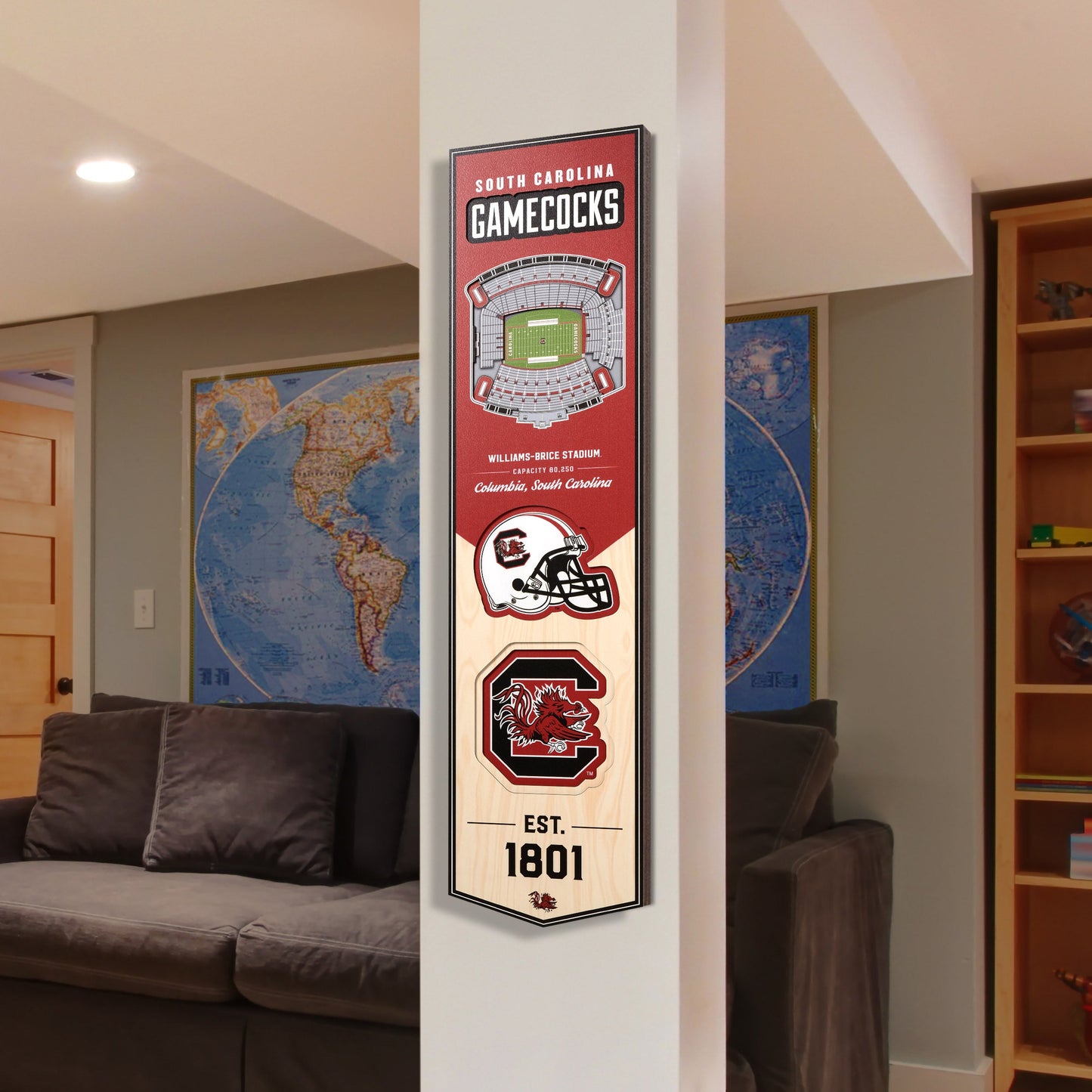 NCAA South Carolina Gamecocks 3D Stadium Banner 8' X 32'