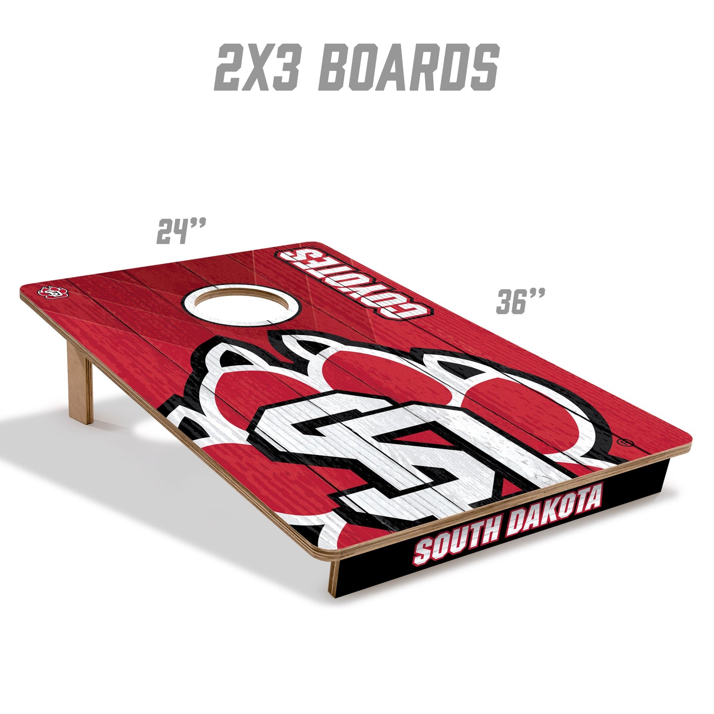 NCAA South Dakota Coyotes 2' X 3' All-Wood Cornhole Set - Alt 4