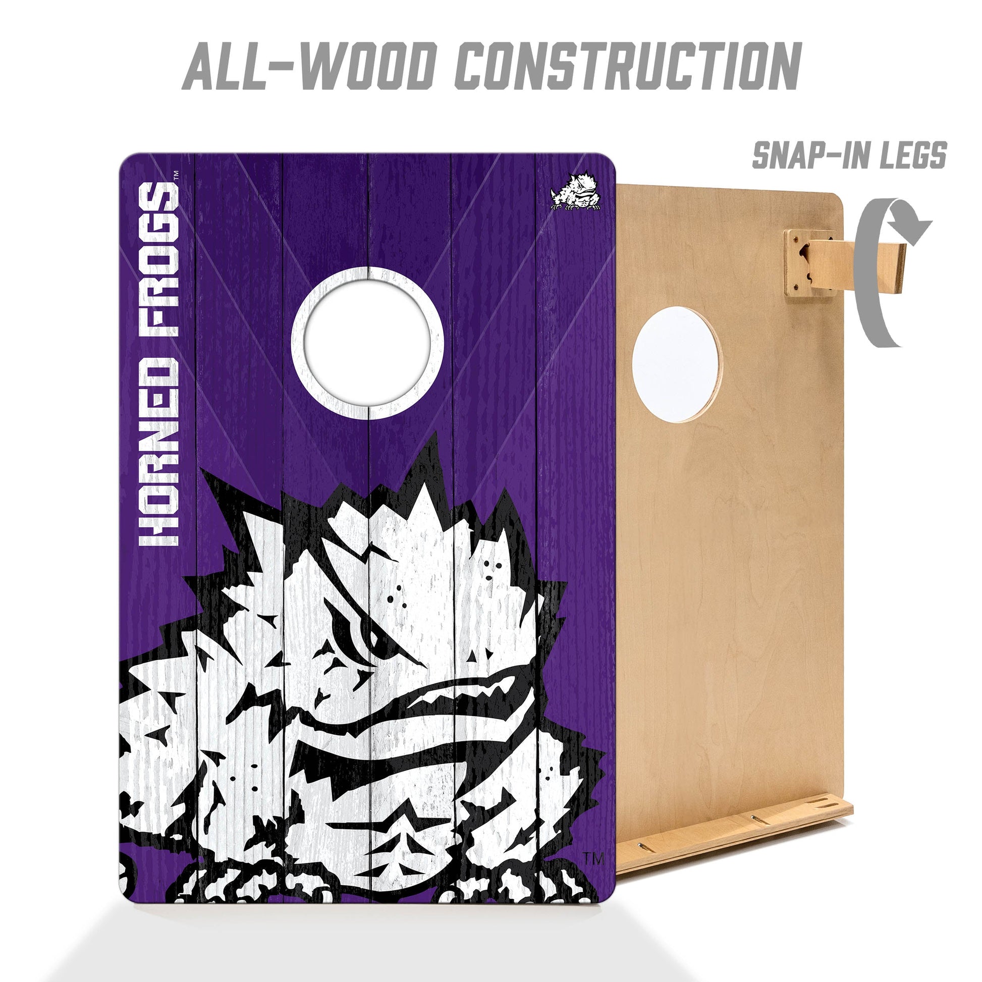 NCAA TCU Horned Frogs 2' X 3' All-Wood Cornhole Set - Alt 2